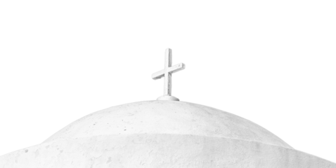 Greek island church isolated on white transparent background. PNG, Greece.