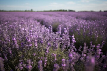 a field of lavender flowers under a clear blue sky 