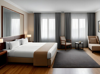 Realistic hotel villa interior design detailed shot.