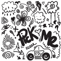 Creative art doodles hand drawn Design illustration for concept design.