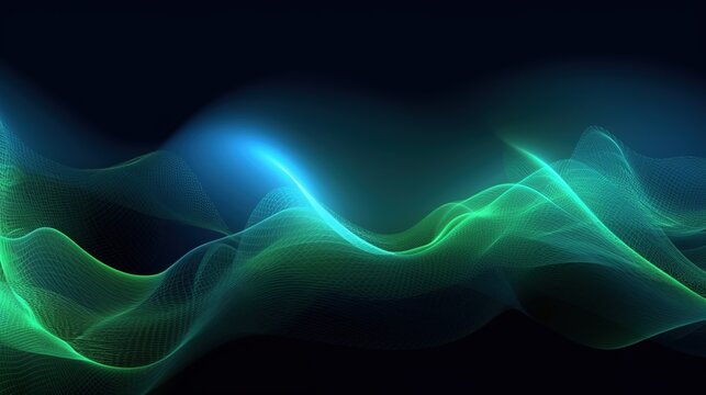Abstract background with glowing wave. Shiny moving lines design element.blue gradient flowing wave lines. Futuristic technology conceptAbstract tech glow from curved lines AI generated © KengVit14
