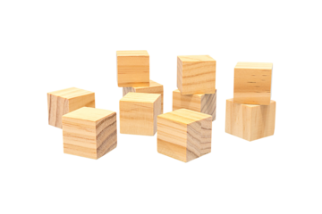 Geometric wooden blocks for conceptual design. Educational game. Isolated on white background PNG.