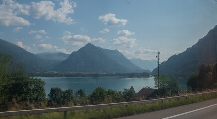 lake and mountains Switzerland, Alps