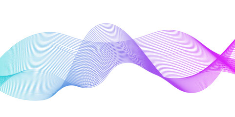 Abstract pink-blue-purple wave on a white background.Curve colored lines on a white background. Abstract wave of many lines. Vector dynamic wavy stripes.