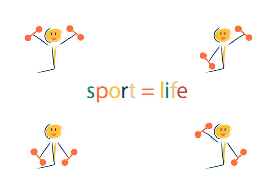characters play sports. Sport is life. Health, competition, victory, life, child, physical education