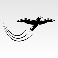 A bird in flight. Illustration of birds in flight on a white background