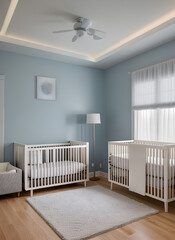 Realistic interior design for baby girls room.