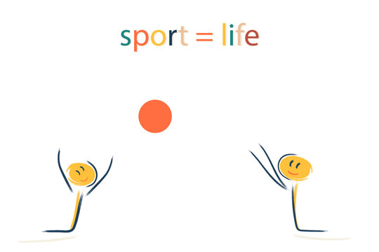 characters play sports. Sport is life. Health, competition, victory, life, child, physical education