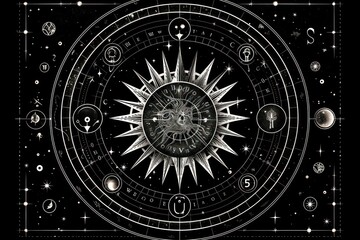 astronomical clock. astrology illustration