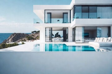 Minimalist lixury villa. Modern style. AI generated illustration