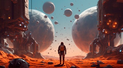 garphic novel style illustration sci-fi illustration.Generative AI