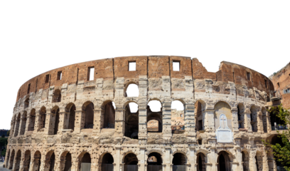 Colosseum isolated on white transparent background, PNG. Rome Italy