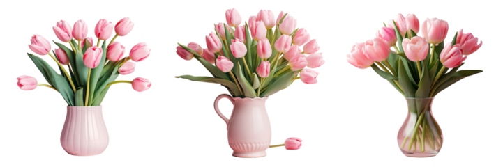 Isolated tulips pink transparent background