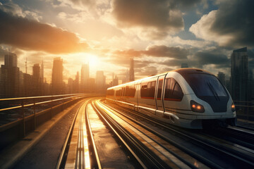  train drive futuristic city
