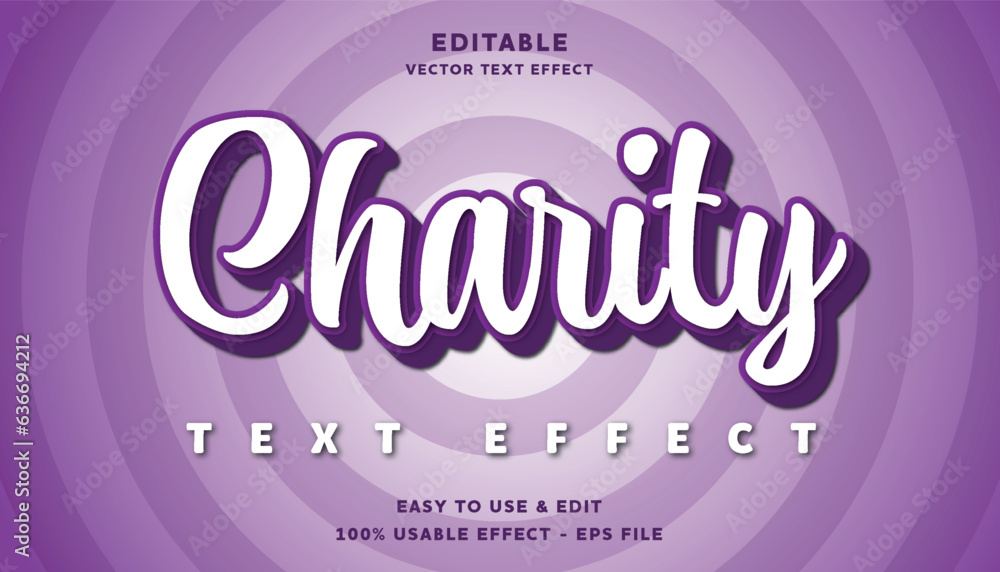 Poster charity editable text effect with modern and simple style