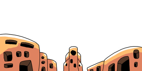 A lot of buildings, cartoon background