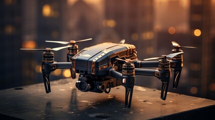 Unmanned and unstoppable, a drone takes on the responsibility of cargo transportation, marking a paradigm shift in the world of delivery services. - obrazy, fototapety, plakaty