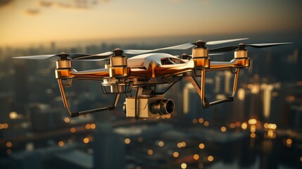 With the grace of flight and the precision of technology, a drone takes charge of cargo delivery, exemplifying the efficiency of unmanned aerial logistics.