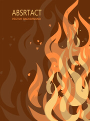 Fire burn banner. Red or orange combustion. Silhouette flames with sparks. Bonfire or danger wildfire. Blazing light. Campfire ignition. Inflammation safety. Abstract vector background