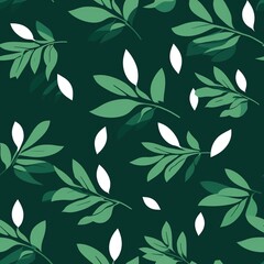 Seamless Leaf Pattern with Green Monstera Leaves