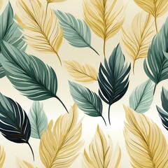 Seamless Leaf Pattern with Green Leaves