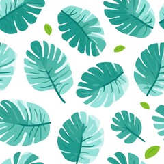 Fototapeta na wymiar Seamless Leaf Pattern with Green Leaves