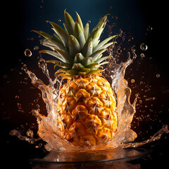 pineapple splash in water