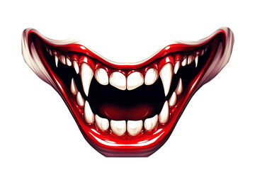 Vampire Mouth with Fangs Watercolor Clipart isolated on Transparent Background. Halloween Vampire  Elements Clipart. - obrazy, fototapety, plakaty