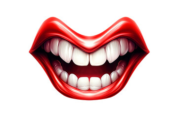 Naklejka premium Vampire Mouth with Fangs Watercolor Clipart isolated on Transparent Background. Halloween Vampire Elements Clipart.