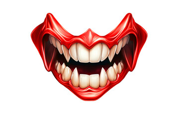 Vampire Mouth with Fangs Watercolor Clipart isolated on Transparent Background. Halloween Vampire  Elements Clipart.
