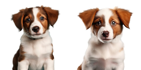 Adorable pet dog alone staring at camera on transparent background