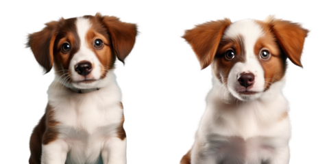 Adorable pet dog alone staring at camera on transparent background