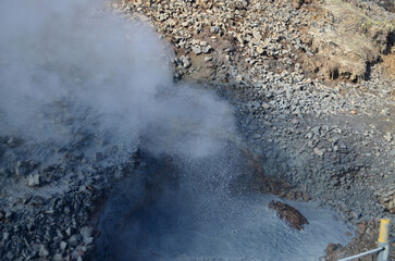 Steaming Hot Mud Rising from Geothermal Activity