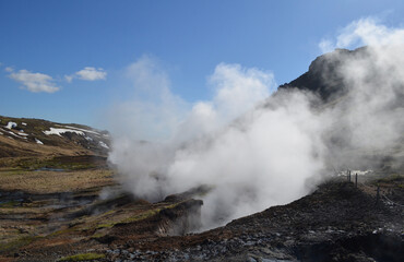 Fototapeta na wymiar Fumaroles in a Geothermally Active Area of Iceland