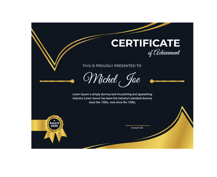 Black and golden certificate templete