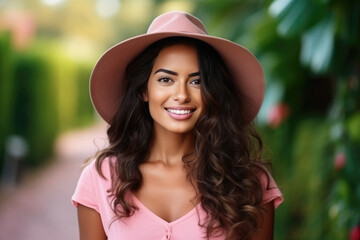 Beautiful Young Happy Brazilian Woman On Pink Background