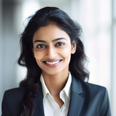 business businesswoman office young girl head shot woman portrait corporate manager indian asian businessperson created using generative ai technology