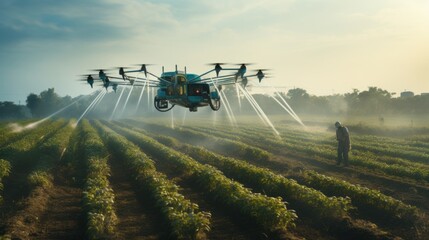 The future of farming takes flight with generative AI-driven drones tending to fields, ensuring optimal hydration and crop health.