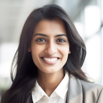 business businesswoman office young girl head shot woman portrait corporate manager indian asian businessperson created using generative ai technology