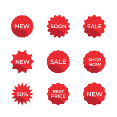 Simple vector flat style vintage labels, stickers with sale discount text. Sale quality tags and labels. Template banner shopping badges.