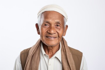 Portrait of a senior asian man with bandage on his head