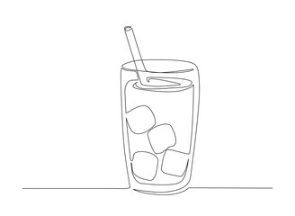 Juice glass one line vector. Continuous one line drawing of Juice drink glass. Editable stroke.