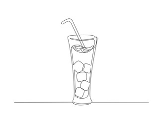 Juice glass one line vector. Continuous one line drawing of Juice drink glass. Editable stroke.