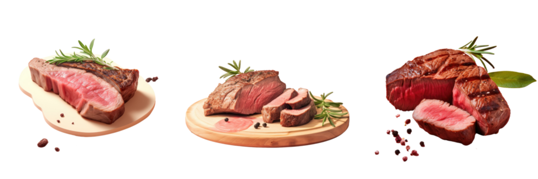 transparent background with a steak