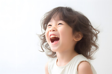 A joyful image of a child laughing and spreading happiness
