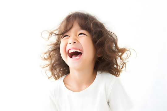 A joyful image of a child laughing and spreading happiness