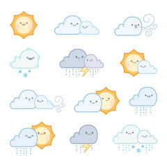 set of cute weather icons