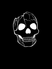 Halloween Skull as design element. Hand drawn digital illustration. Isolated on white background.