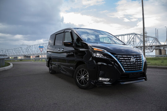 KRASNOYARSK, RUSSIA - July 17, 2023: Black Nissan Serena