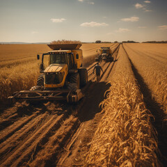 harvesting crops in the corn field.generative ai